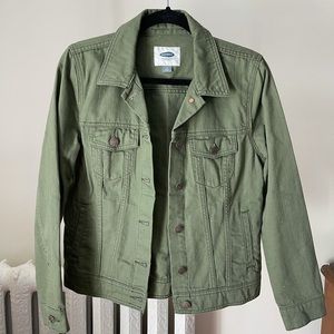 Green denim jacket